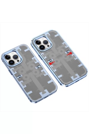 Newface Apple iPhone 14 Pro Kılıf Mekanik Bumper Kapak - Mavi