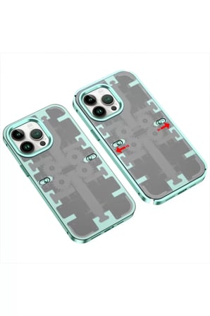 Newface Apple iPhone 14 Pro Kılıf Mekanik Bumper Kapak - Yeşil