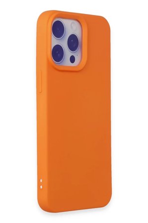Newface Apple iPhone 15 Pro Max Kılıf Nano içi Kadife Silikon - Turuncu