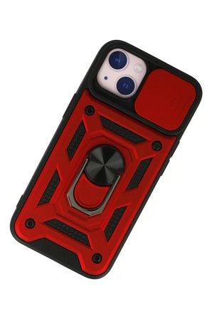 Newface Apple iPhone 15 Kılıf Pars Lens Yüzüklü Silikon - Kırmızı