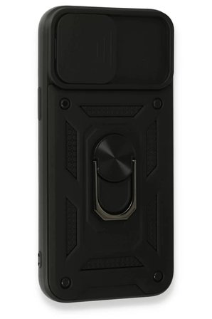 Newface Apple iPhone 15 Pro Kılıf Pars Lens Yüzüklü Silikon - Siyah