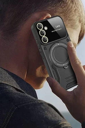 Newface Samsung Galaxy A05S Kılıf Joy Lens Standlı Kapak - Kırmızı