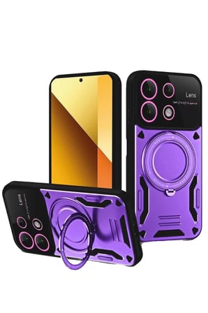 Newface Xiaomi Redmi Note 13 4G Kılıf Joy Lens Standlı Kapak - Mor