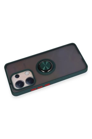 Newface Xiaomi Redmi Note 13 4G Kılıf Montreal Yüzüklü Silikon Kapak - Yeşil