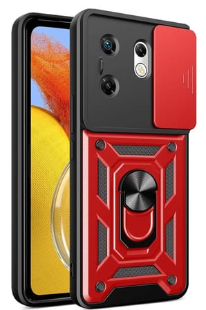 Newface İnfinix Zero 30 4G Kılıf Pars Lens Yüzüklü Silikon - Kırmızı