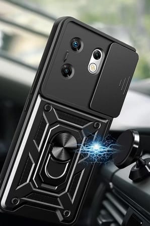 Newface İnfinix Zero 30 4G Kılıf Pars Lens Yüzüklü Silikon - Kırmızı