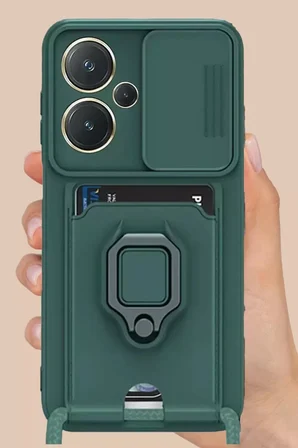Newface Xiaomi Redmi Note 13 Pro Plus Kılıf Zuma Kartvizitli Yüzüklü Silikon - Pembe