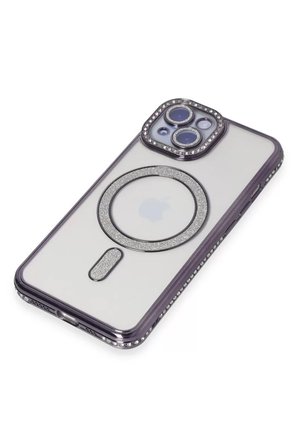 Newface Apple iPhone 13 Kılıf Joke Simli Magneticsafe Kılıf - Derin Mor