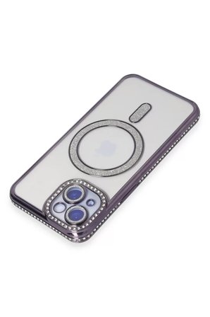Newface Apple iPhone 13 Kılıf Joke Simli Magneticsafe Kılıf - Derin Mor