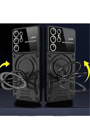 Newface Samsung Galaxy S24 Ultra Kılıf Joy Lens Standlı Kapak - Lacivert