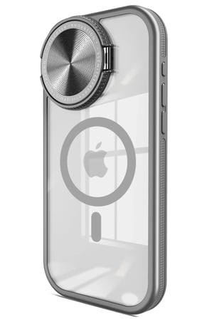 Newface Apple iPhone 15 Pro Kılıf Teleskop Lens Magsafe Silikon Kapak - Titan Gri