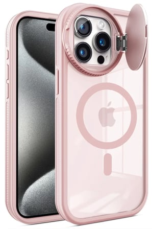 Newface Apple iPhone 15 Pro Kılıf Teleskop Lens Magsafe Silikon Kapak - Pembe