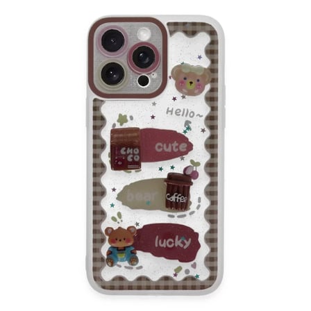 Newface Apple iPhone 14 Pro Max Kılıf Sweet Desenli Silikon Kapak - Şeffaf