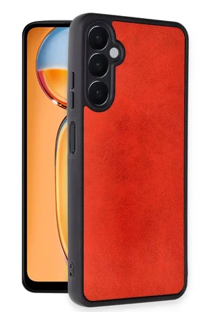 Newface Samsung Galaxy A55 5G Kılıf Aras Deri Kapak - Kırmızı