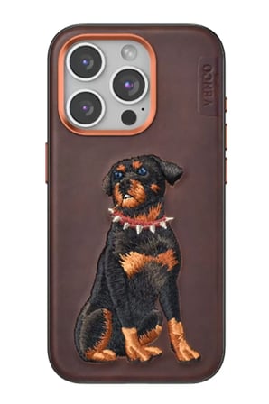 Venco Apple iPhone 15 Pro Perma Desenli Kapak - Koyu Kahve