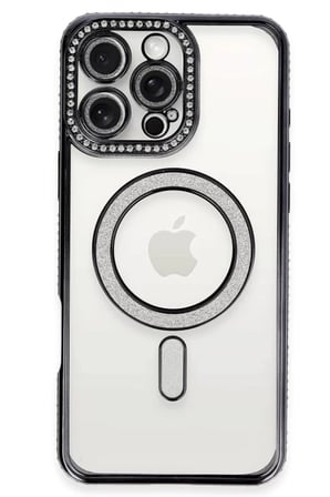 Newface Apple iPhone 16 Pro Max Kılıf Joke Simli Magneticsafe Kılıf - Gri