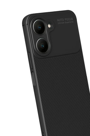 Newface Vivo Y18 Kılıf Auto Focus Karbon Kapak - Siyah