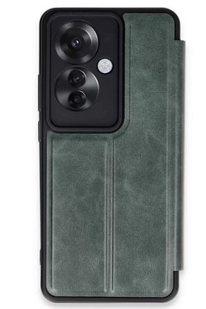 Newface Oppo Reno 11F Kılıf Flip Cover - Koyu Yeşil