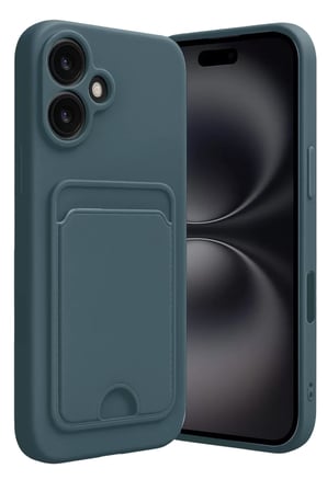 Newface Apple iPhone 16 Kılıf Kelvin Kartvizitli Silikon - Koyu Yeşil