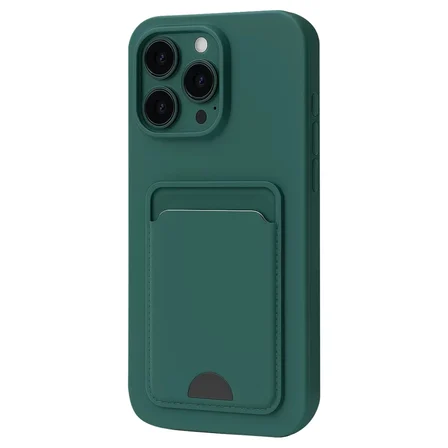 Newface Apple iPhone 16 Pro Max Kılıf Kelvin Kartvizitli Silikon - Koyu Yeşil