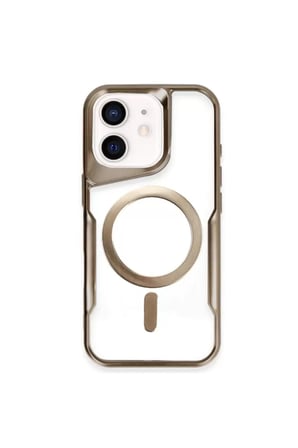 Newface Apple iPhone 12 Kılıf Boyi Magsafe Silikon Kapak - Kahverengi