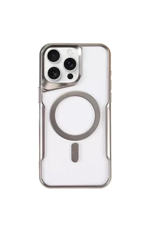 Newface Apple iPhone 15 Pro Kılıf Boyi Magsafe Silikon Kapak - Gümüş