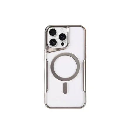 Newface Apple iPhone 15 Pro Kılıf Boyi Magsafe Silikon Kapak - Gümüş