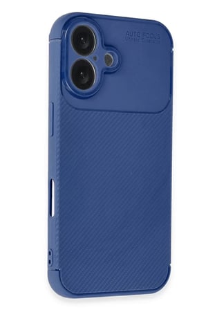 Newface Apple iPhone 16 Plus Kılıf Auto Focus Karbon Kapak - Lacivert