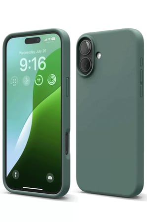 Newface Apple iPhone 16 Plus Kılıf Nano içi Kadife Silikon - Koyu Yeşil