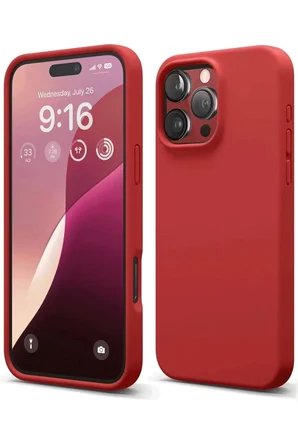 Newface Apple iPhone 16 Pro Max Kılıf Nano içi Kadife Silikon - Kırmızı