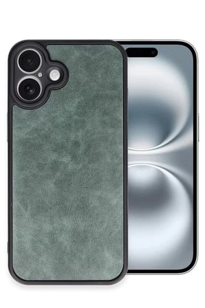 Newface Apple iPhone 16 Plus Kılıf Aras Deri Kapak - Koyu Yeşil