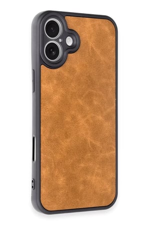 Newface Apple iPhone 16 Plus Kılıf Aras Deri Kapak - Taba