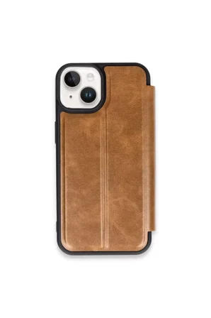 Newface Apple iPhone 15 Kılıf Flip Cover - Taba