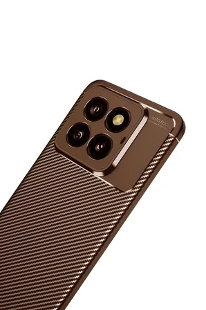 Newface Xiaomi Mi 14T Pro Kılıf Auto Focus Karbon Kapak - Kahverengi