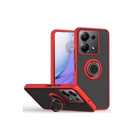 Newface Xiaomi Redmi Note 13 Pro 5G Kılıf Montreal Yüzüklü Silikon Kapak - Kırmızı