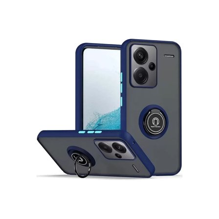 Newface Xiaomi Redmi Note 13 Pro Plus Kılıf Montreal Yüzüklü Silikon Kapak - Lacivert