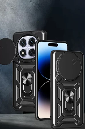 Newface Xiaomi Redmi Note 14 Pro Plus Kılıf Pars Lens Yüzüklü Silikon - Kırmızı