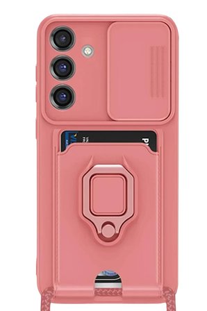 Newface Samsung Galaxy S25 Plus Kılıf Zuma Kartvizitli Yüzüklü Silikon - Pembe