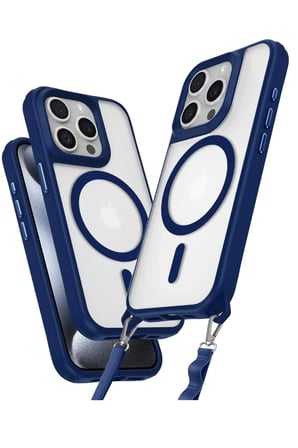 Newface Apple iPhone 15 Pro Max Kılıf Enka Magsafe Silikon Kılıf - Lacivert