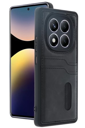 Newface Xiaomi Redmi Note 14 Pro 5G Kılıf Sara Kartvizitli Deri Kılıf - Siyah