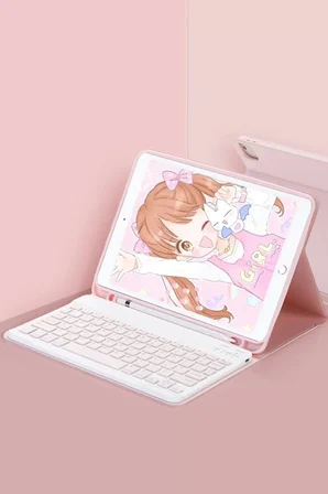 Newface Apple iPad Pro 11 (2022) Kılıf KC01 Smart Klavyeli Tablet Kılıfı - Pembe