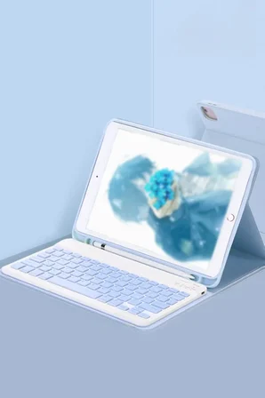 Newface Apple iPad Pro 11 (2024) Kılıf KC01 Smart Klavyeli Tablet Kılıfı - Açık Mavi