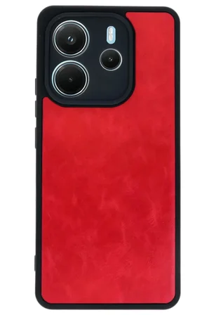 Newface Xiaomi Redmi Note 14 4G Kılıf Aras Deri Kapak - Kırmızı