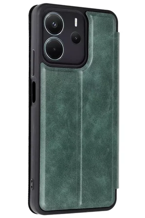 Newface Xiaomi Redmi Note 14 4G Kılıf Flip Cover - Koyu Yeşil