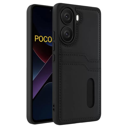 Newface Xiaomi Poco X7 Pro Kılıf Sara Kartvizitli Deri Kılıf - Siyah