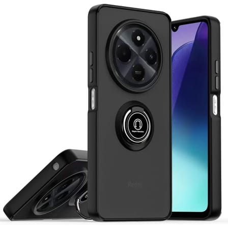 Newface Realme C75 4G Kılıf Montreal Yüzüklü Silikon Kapak - Siyah