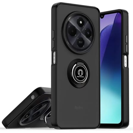 Newface Realme C75 4G Kılıf Montreal Yüzüklü Silikon Kapak - Siyah
