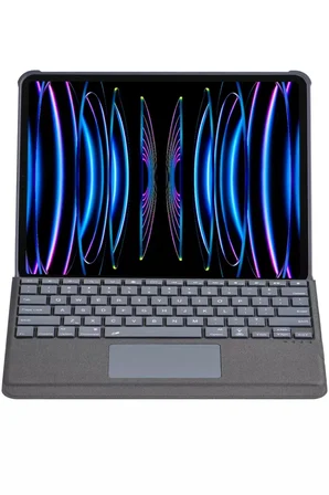 Newface Apple T5509D iPad Pro 12.9 (2022) Kılıf Palermo Ledli Klavyeli Standlı Tablet Kılıfı - Siyah