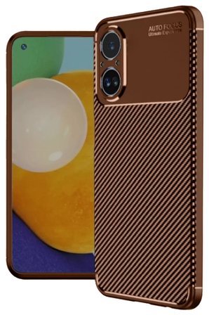 Newface Realme 12 Lite Kılıf Auto Focus Karbon Kapak - Kahverengi
