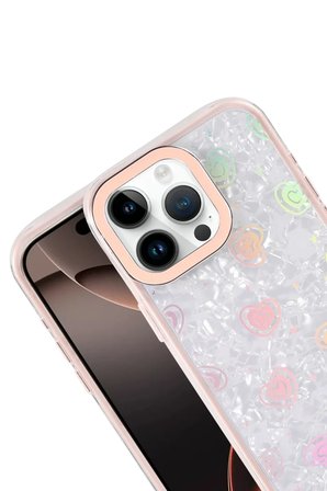 Newface Apple iPhone 14 Pro Max Lumi Desenli Kapak - Pembe